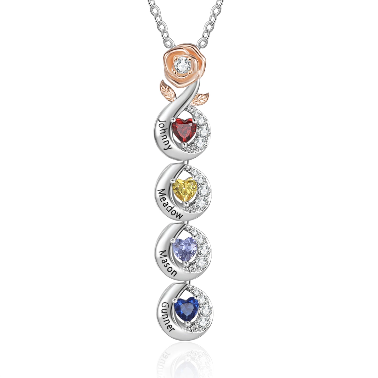 Rose of Heart Birthstone Necklace