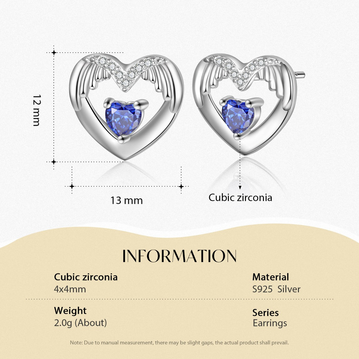 Angel Heart Birthstone Earrings