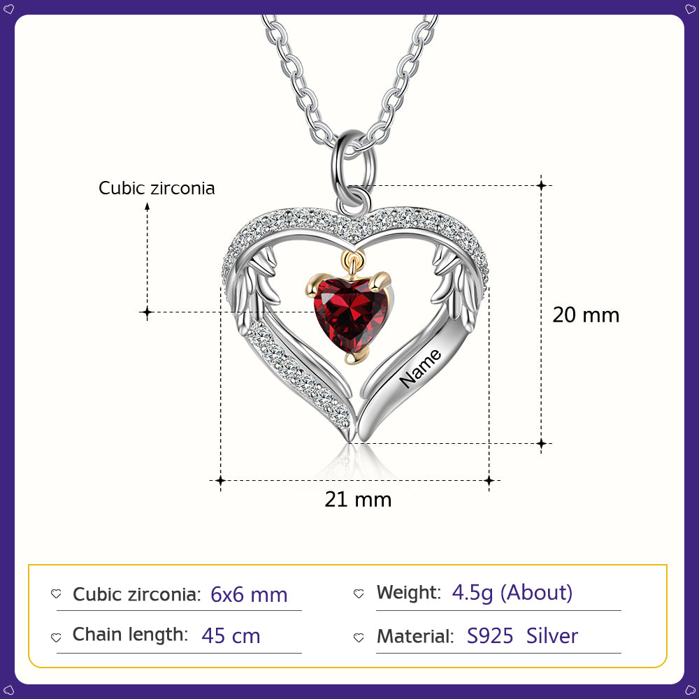 Heart of Angel Birthstone Necklace