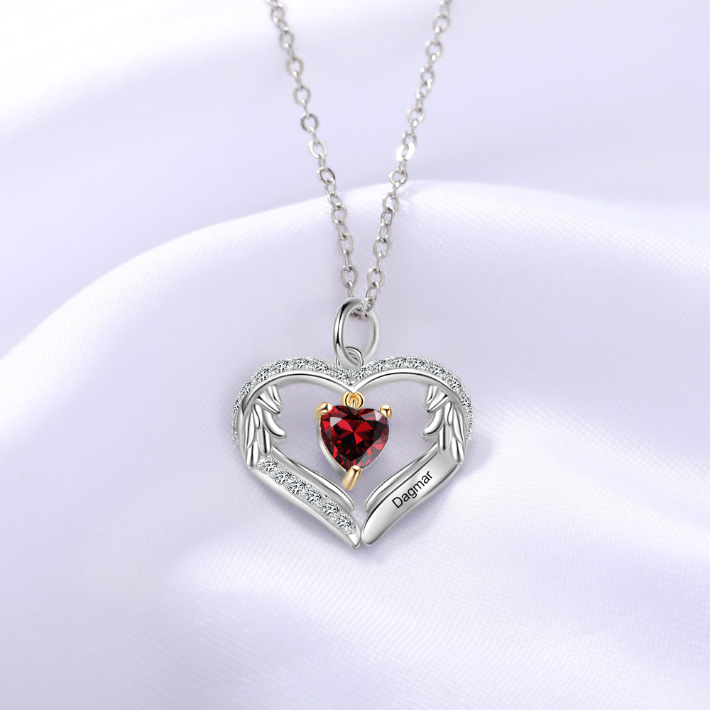 Heart of Angel Birthstone Necklace