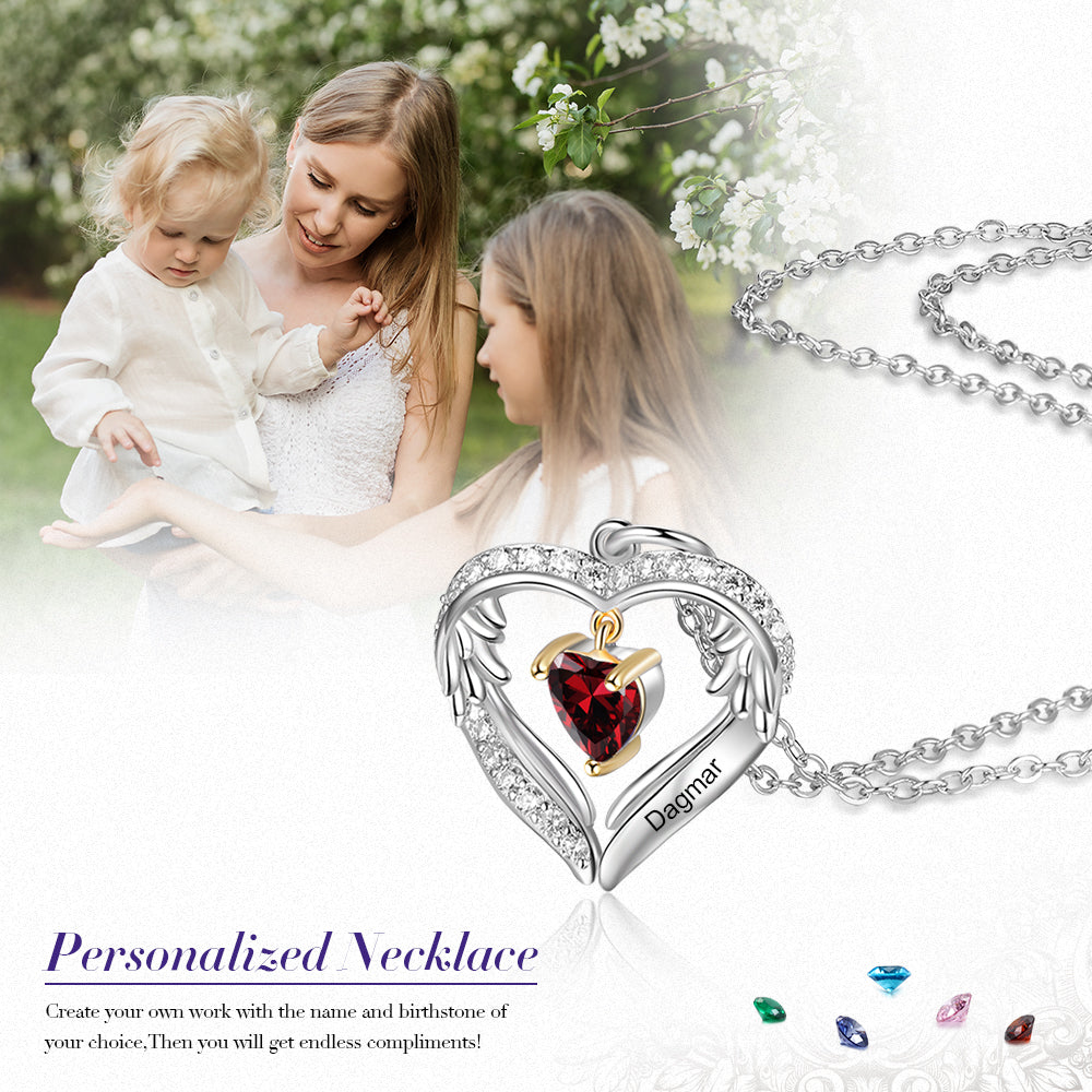 Heart of Angel Birthstone Necklace