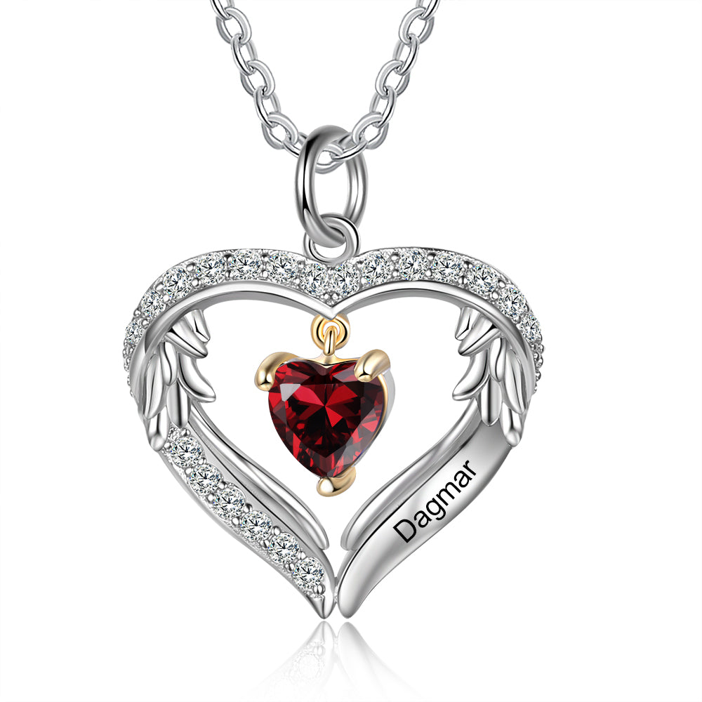 Heart of Angel Birthstone Necklace