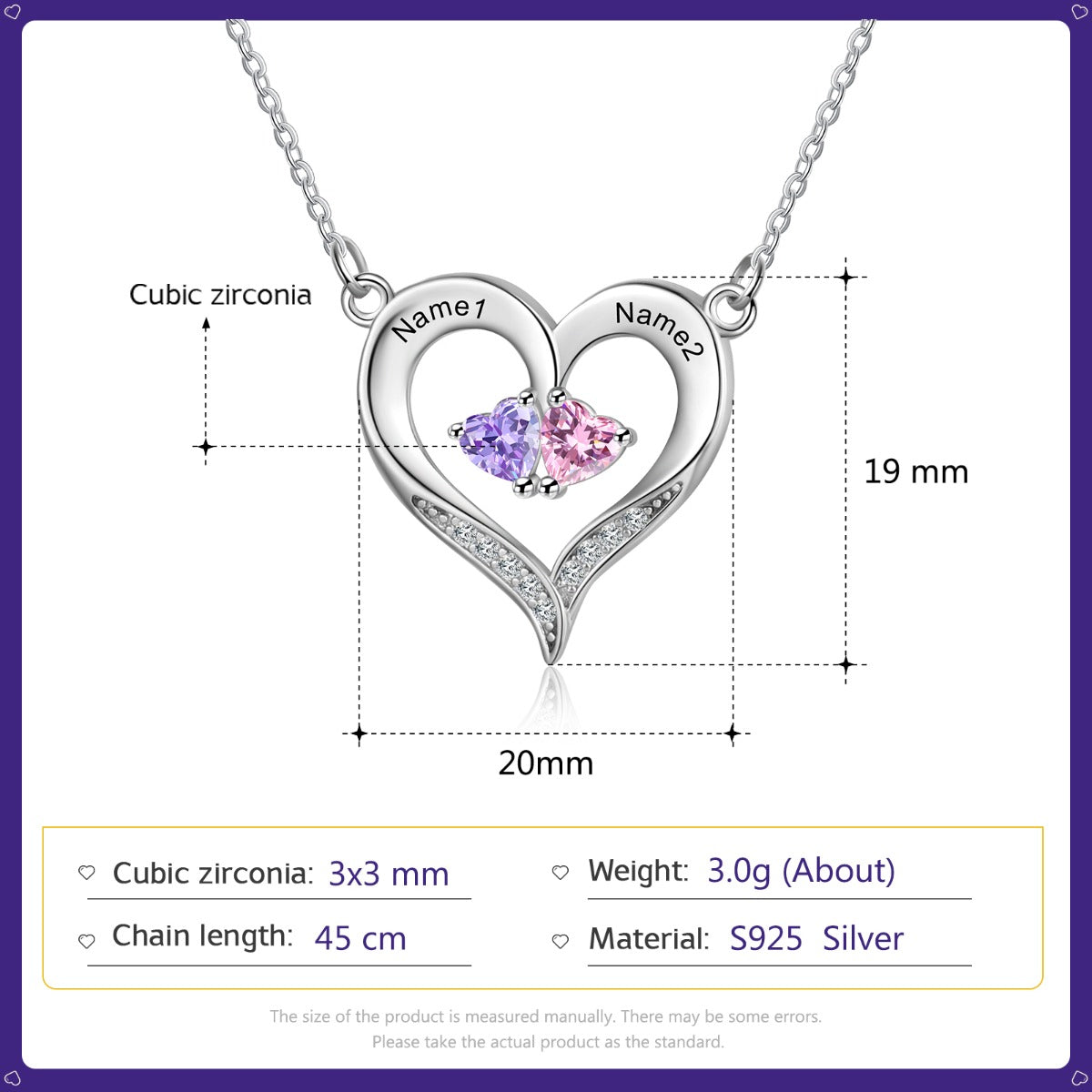 Heart of Two Birthstones Necklace