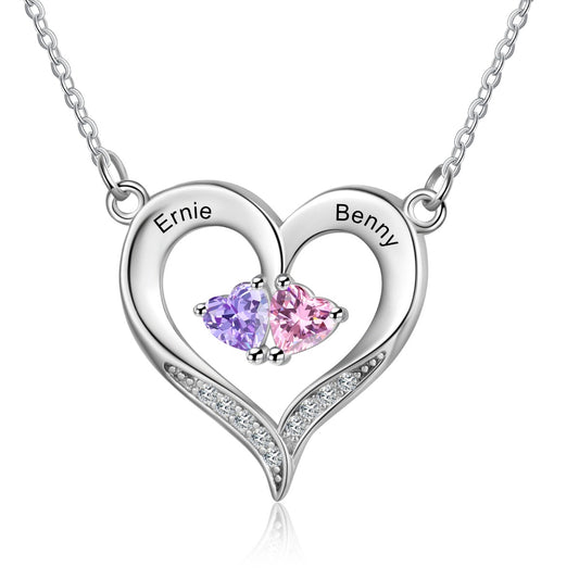 Heart of Two Birthstones Necklace