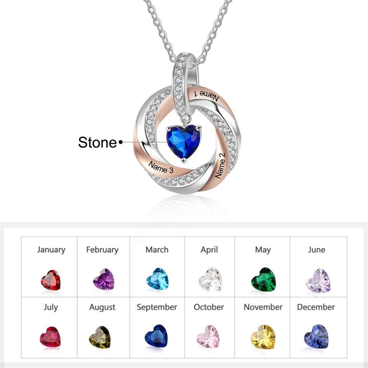 Heart of Motion Birthstone Necklace