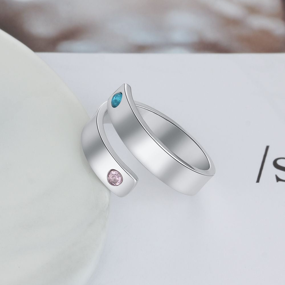 Spiral Birthstone Adjustable Ring