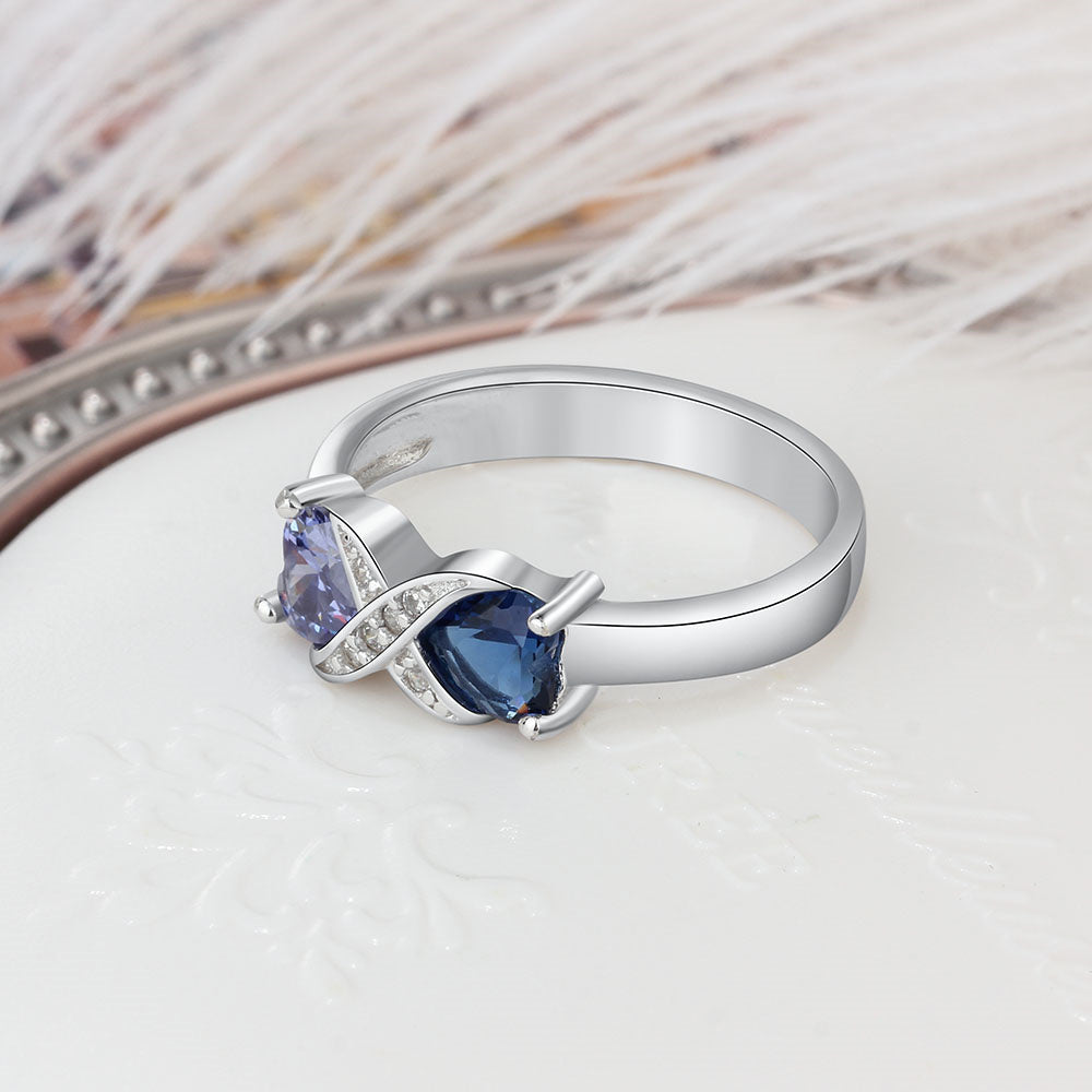 Infinity Hearts Birthstone Ring with Accents