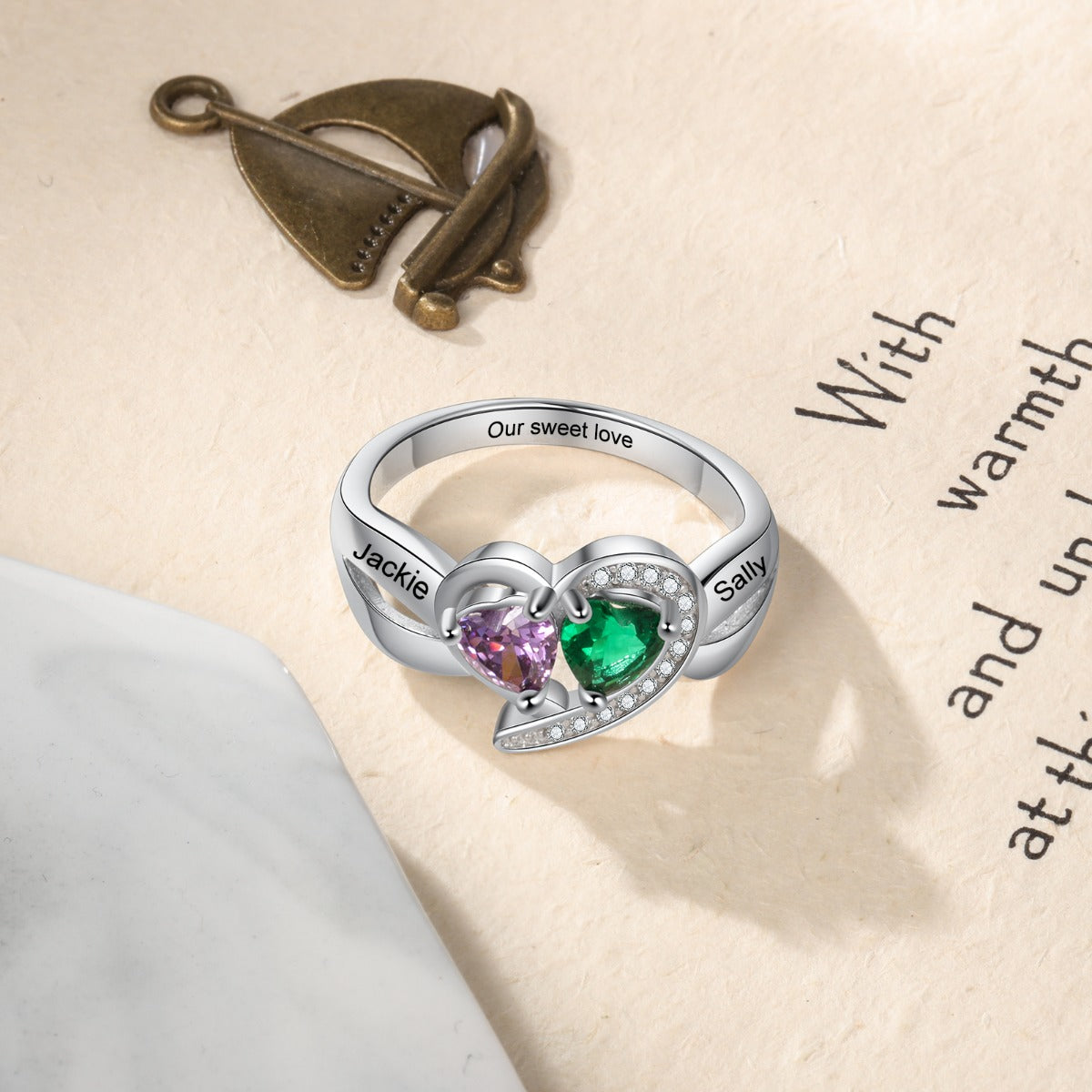 Love Embrace Birthstone Ring