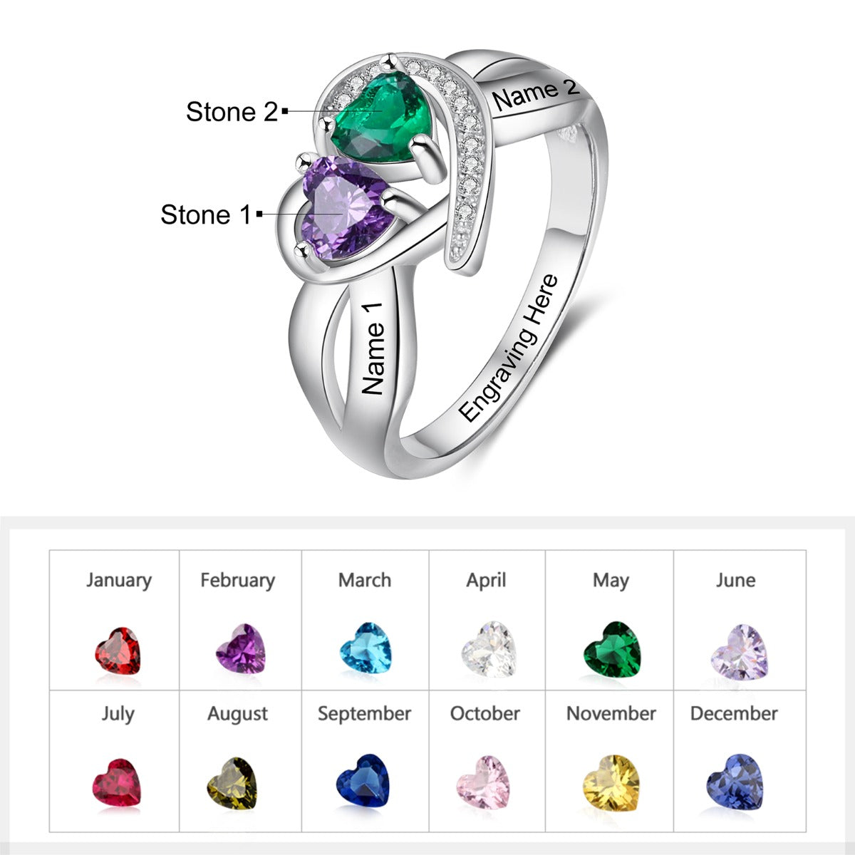 Love Embrace Birthstone Ring