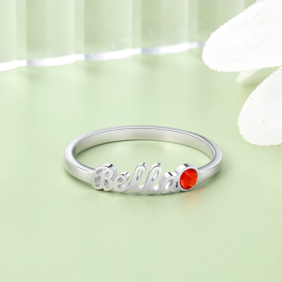 Classic Birthstone Name Ring