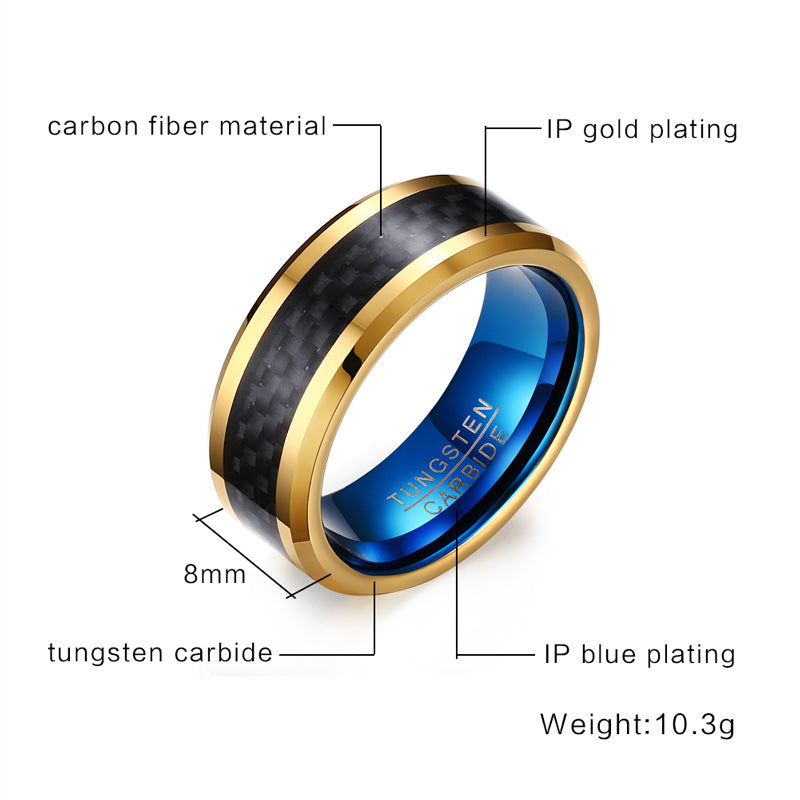 Carbonized GoldBlue Tungsten Ring