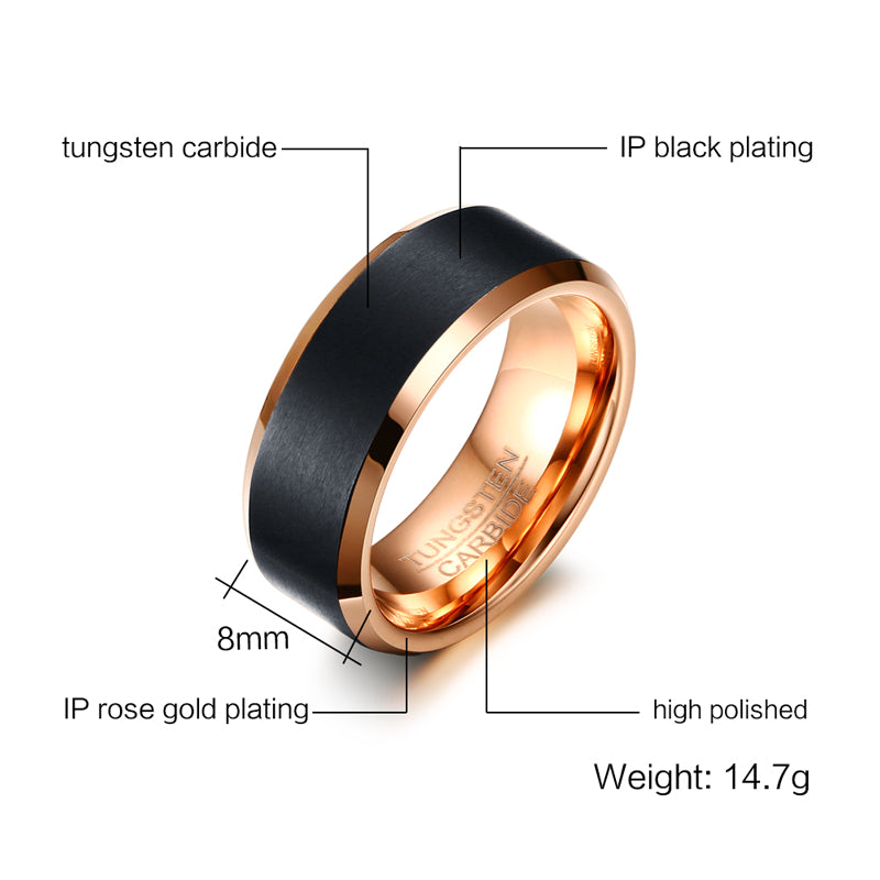 Black Rose Bevel Tungsten Ring