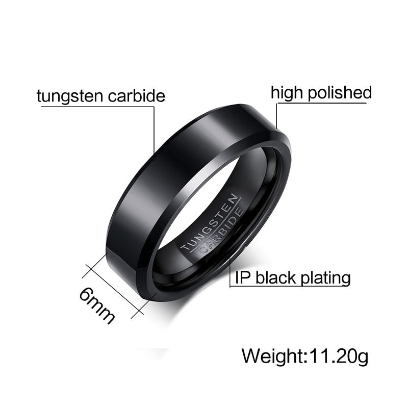 Black Shimmer Classic Tungsten Ring