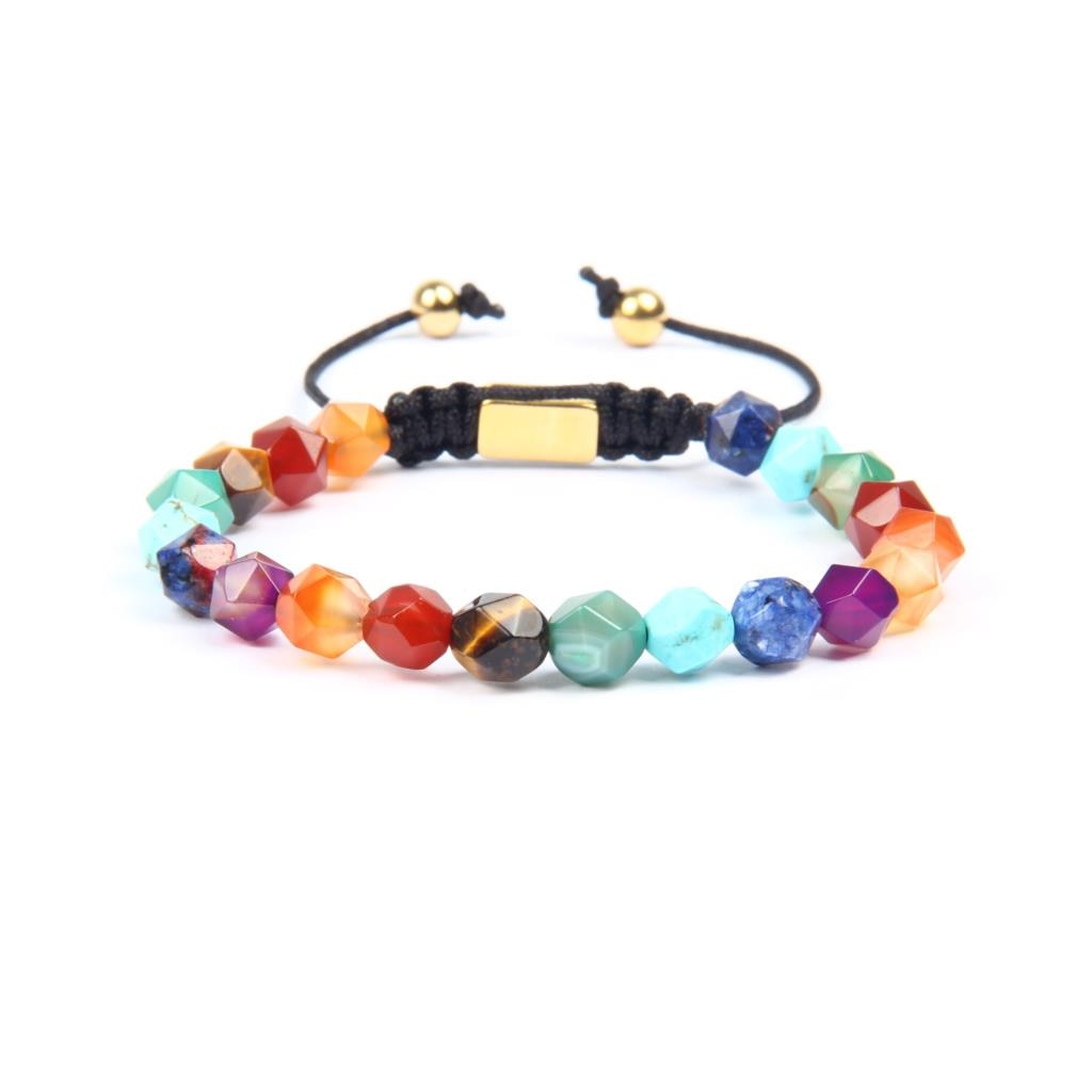 Faceted Chakras Macrame Bracelet