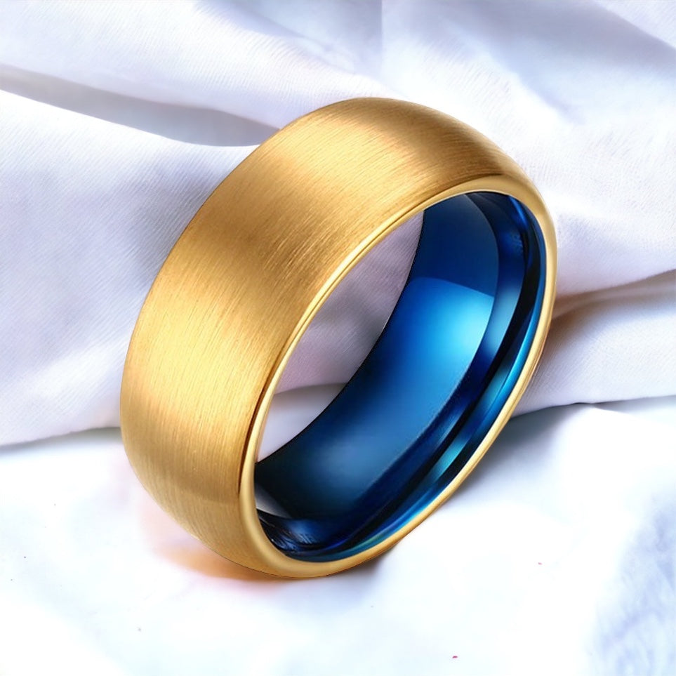 Golden Horizon Blue Tungsten Ring