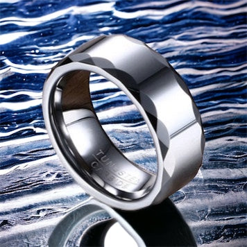 Silver Surf Tungsten Ring
