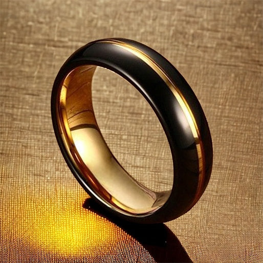 Goldline Black Tungsten Ring