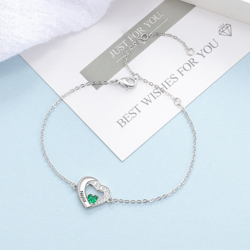 Lovely Heart Birthstone Bracelet