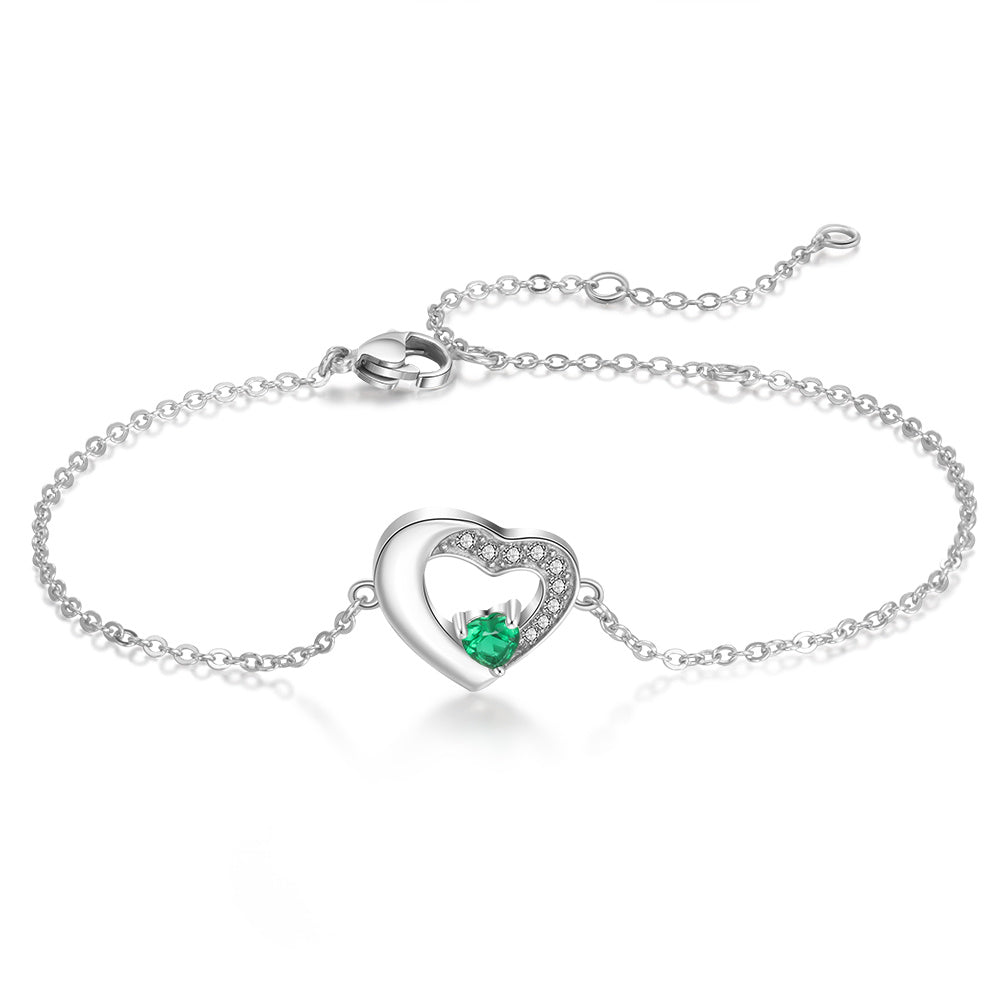Lovely Heart Birthstone Bracelet