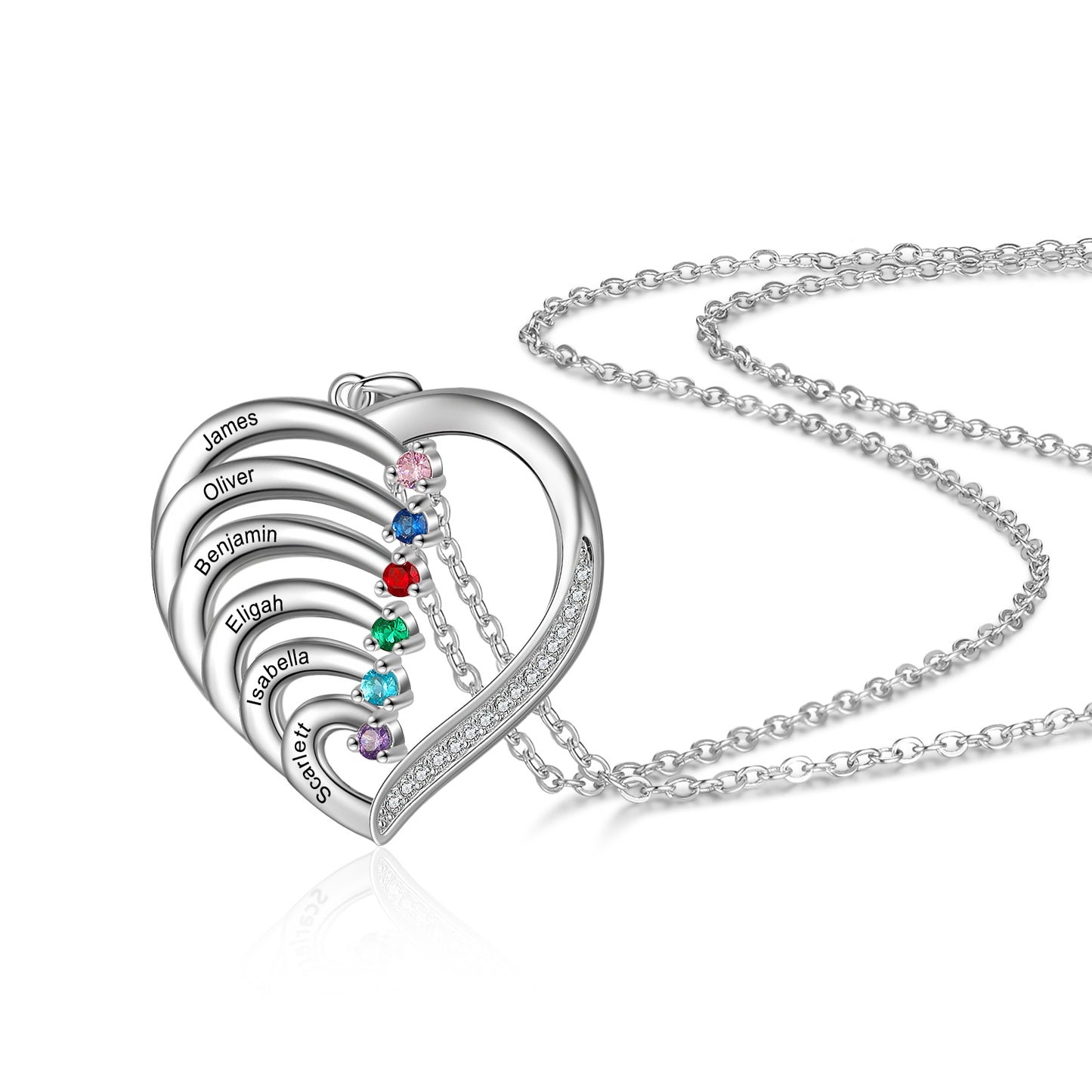 Heart of Family Birthstone Necklace