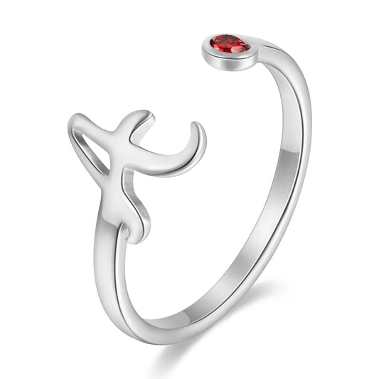 U-Initial Birthstone Ring