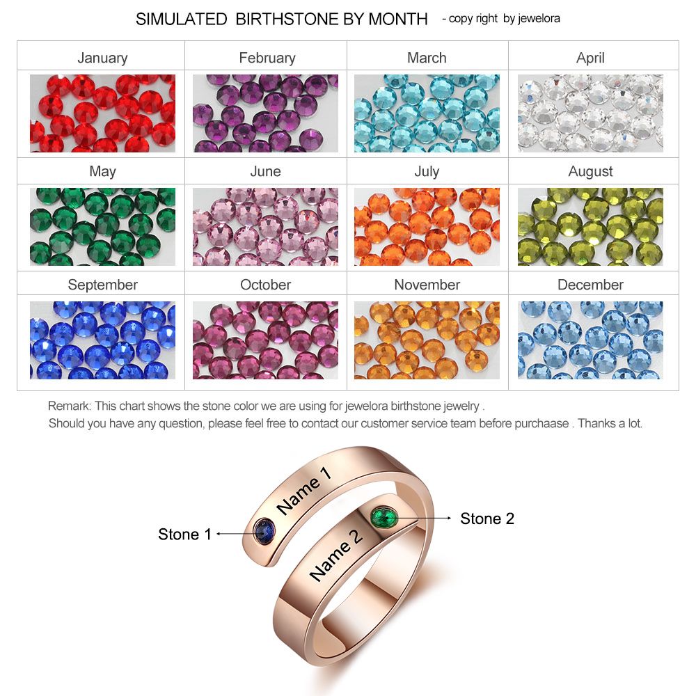 Spiral Birthstone Adjustable Ring