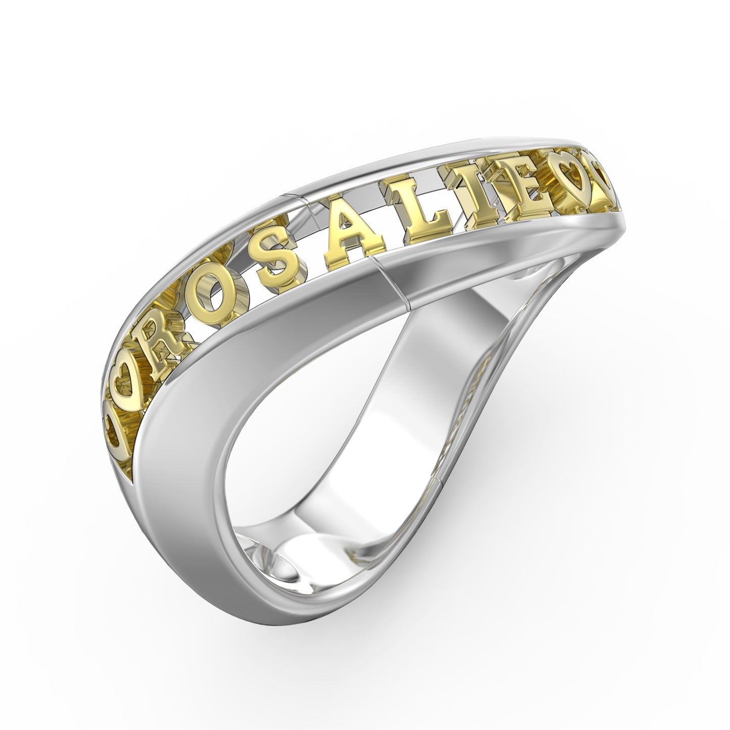 Name of Love Curve Couple 3D Rings