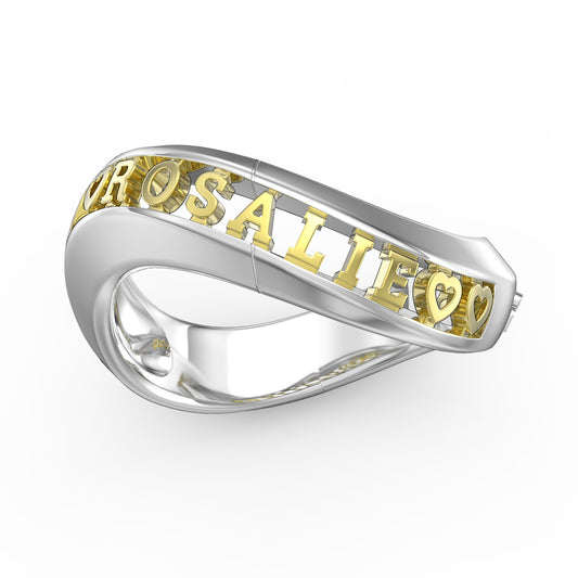 Name of Love Curve Couple 3D Rings