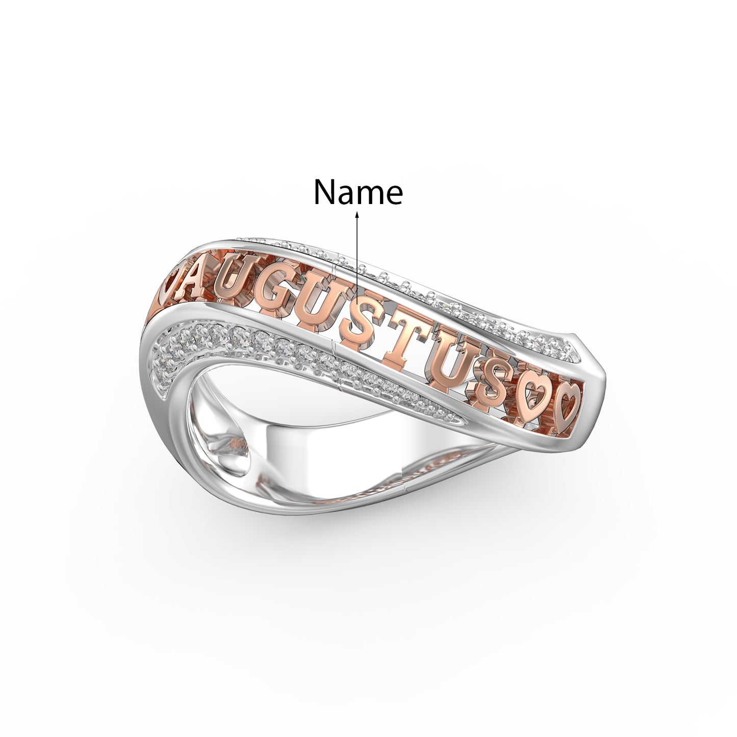 Name of Love Curve Couple 3D Rings