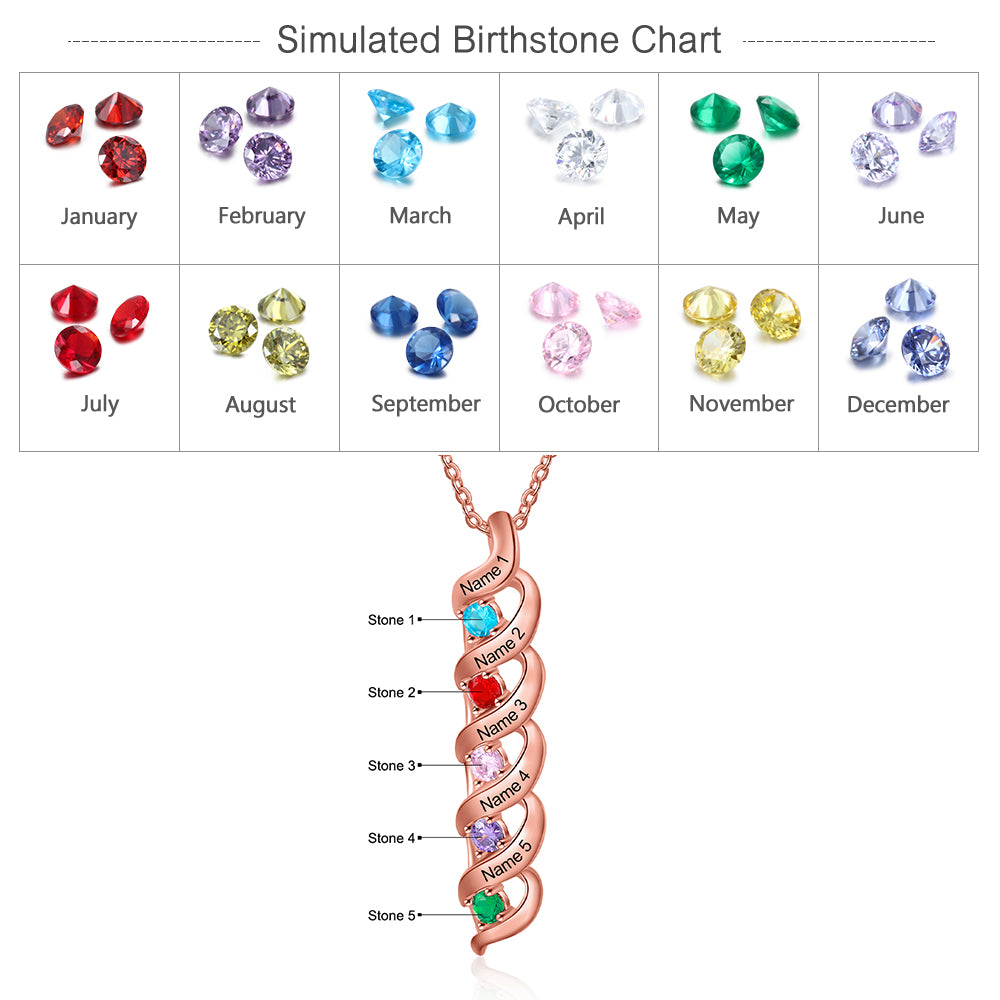 Custom 1 to 10 Birthstone Necklace