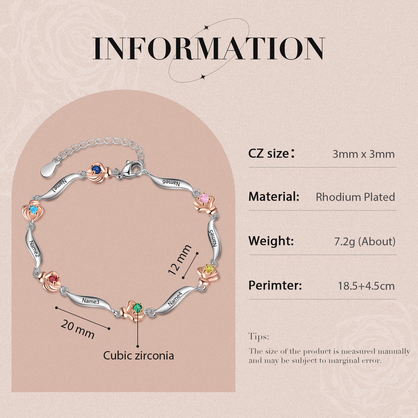 Rosy Bloom Birthstone Bracelet