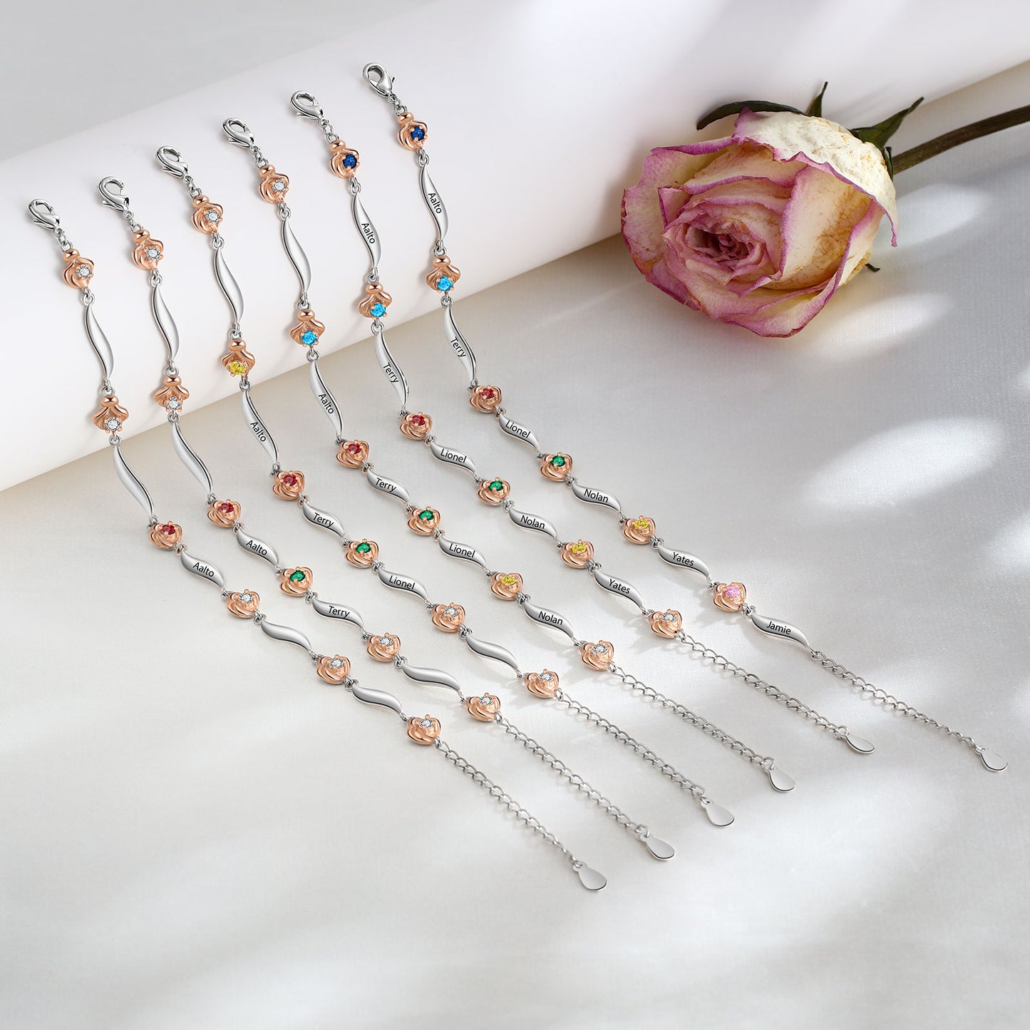 Rosy Bloom Birthstone Bracelet