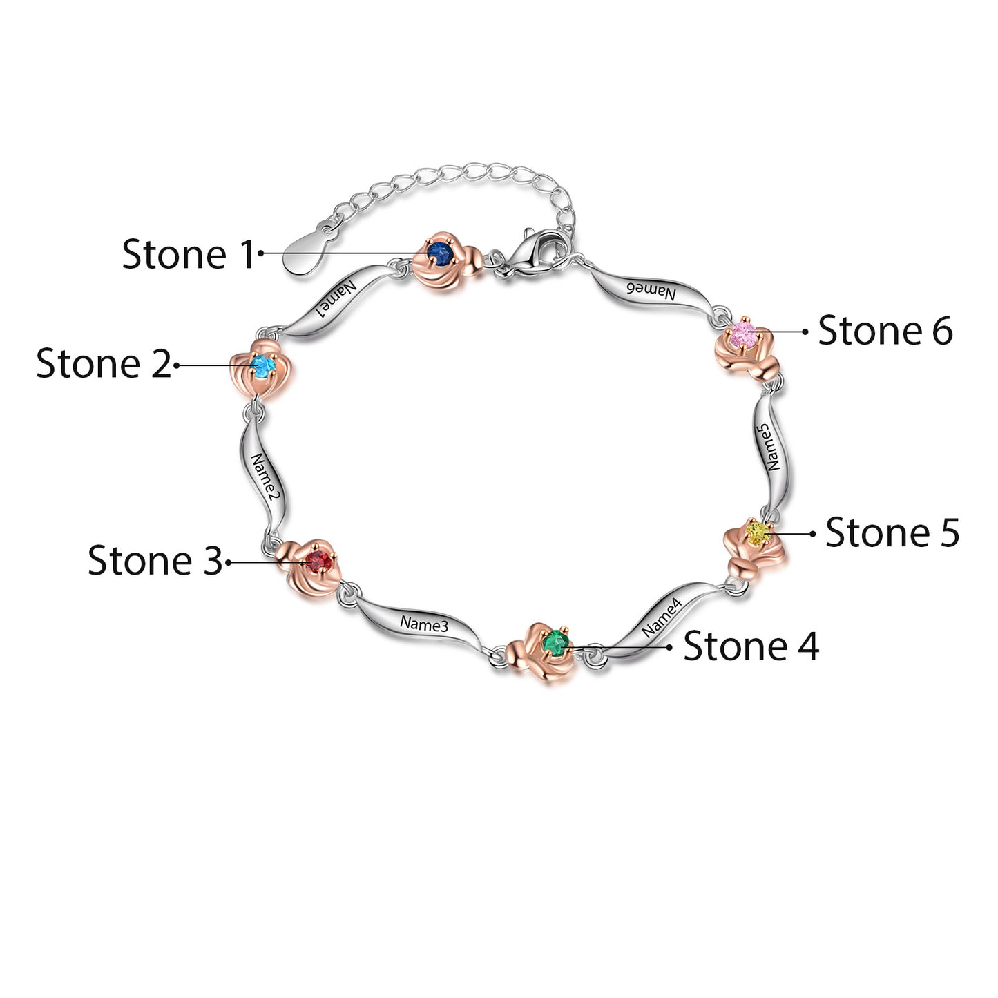 Rosy Bloom Birthstone Bracelet