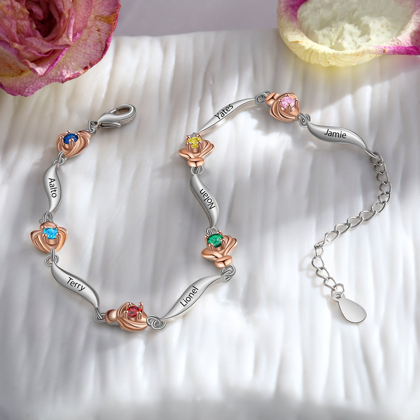 Rosy Bloom Birthstone Bracelet