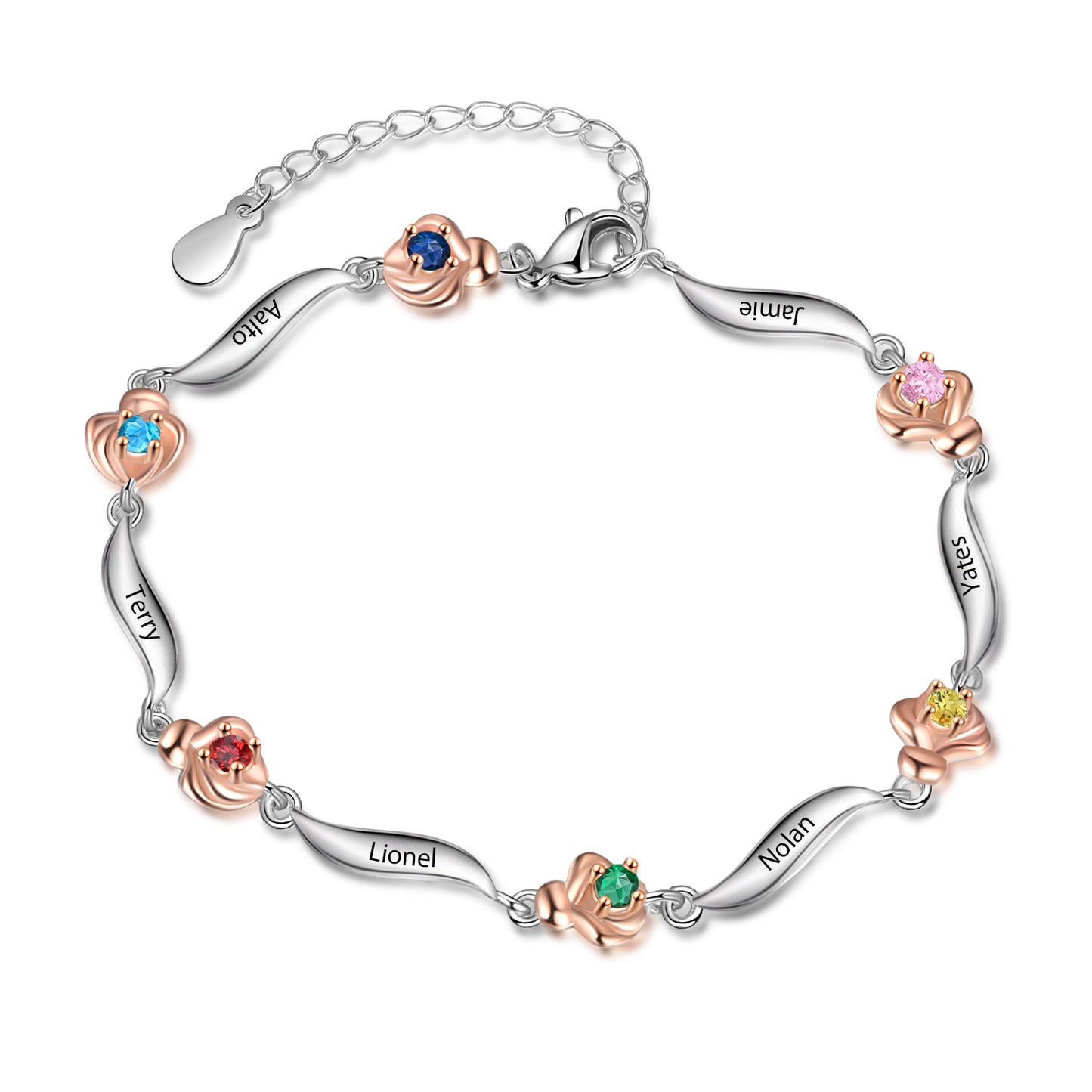 Rosy Bloom Birthstone Bracelet