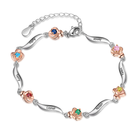 Rosy Bloom Birthstone Bracelet