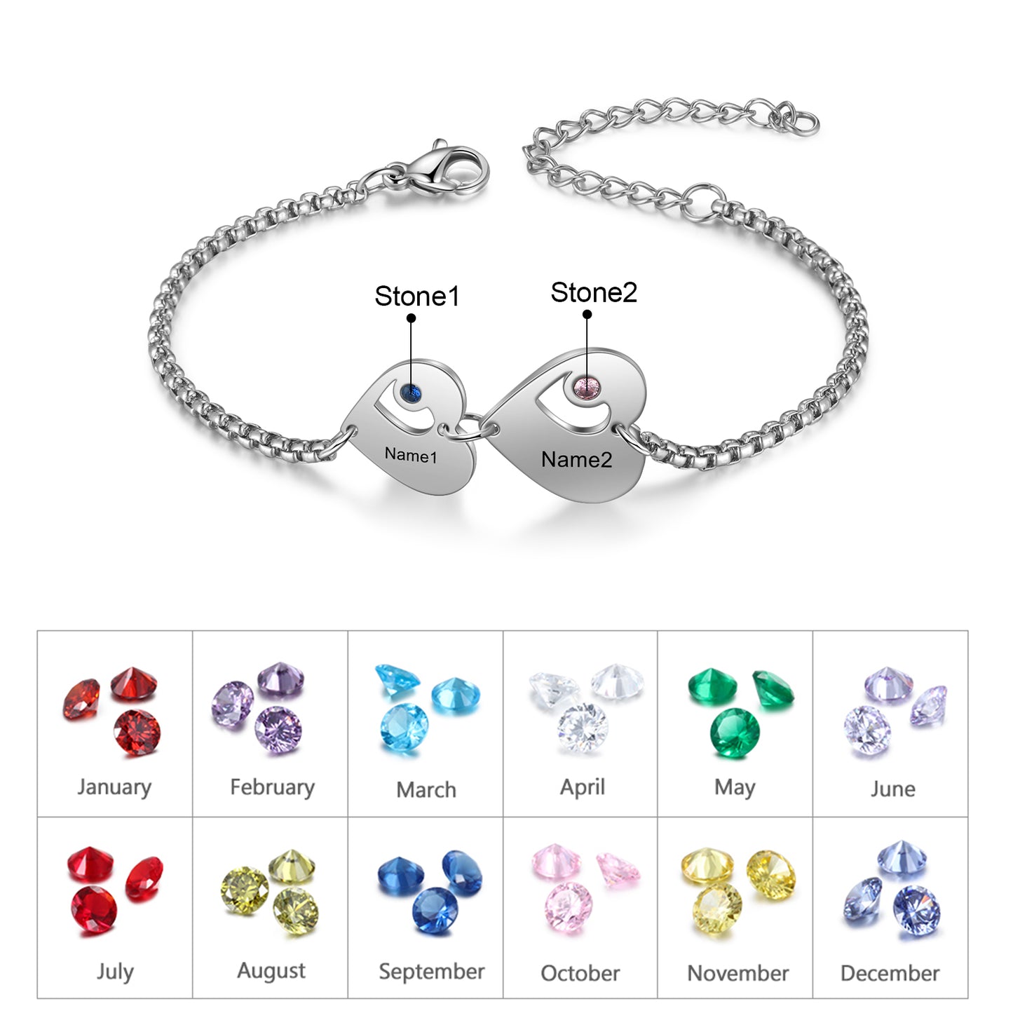 Heart of Family Birthstone Bracelet