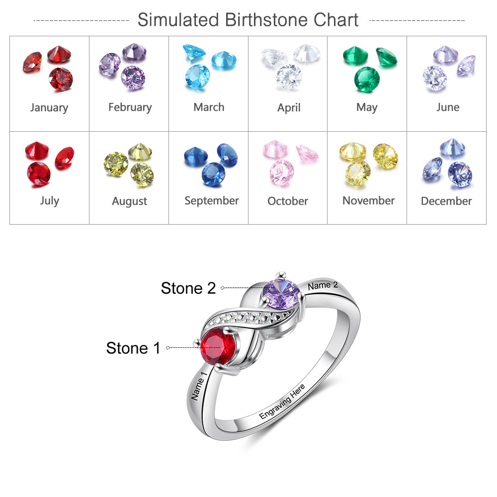 Infinity Double Birthstone Ring