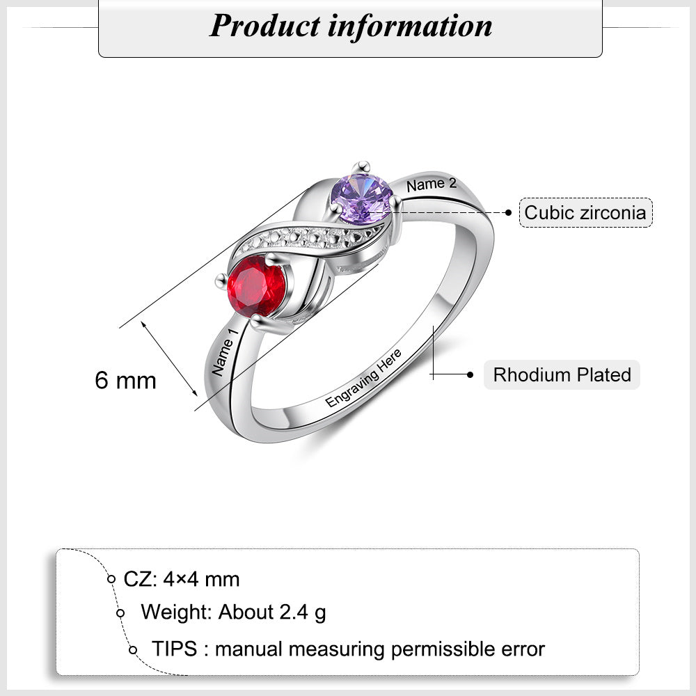 Infinity Double Birthstone Ring