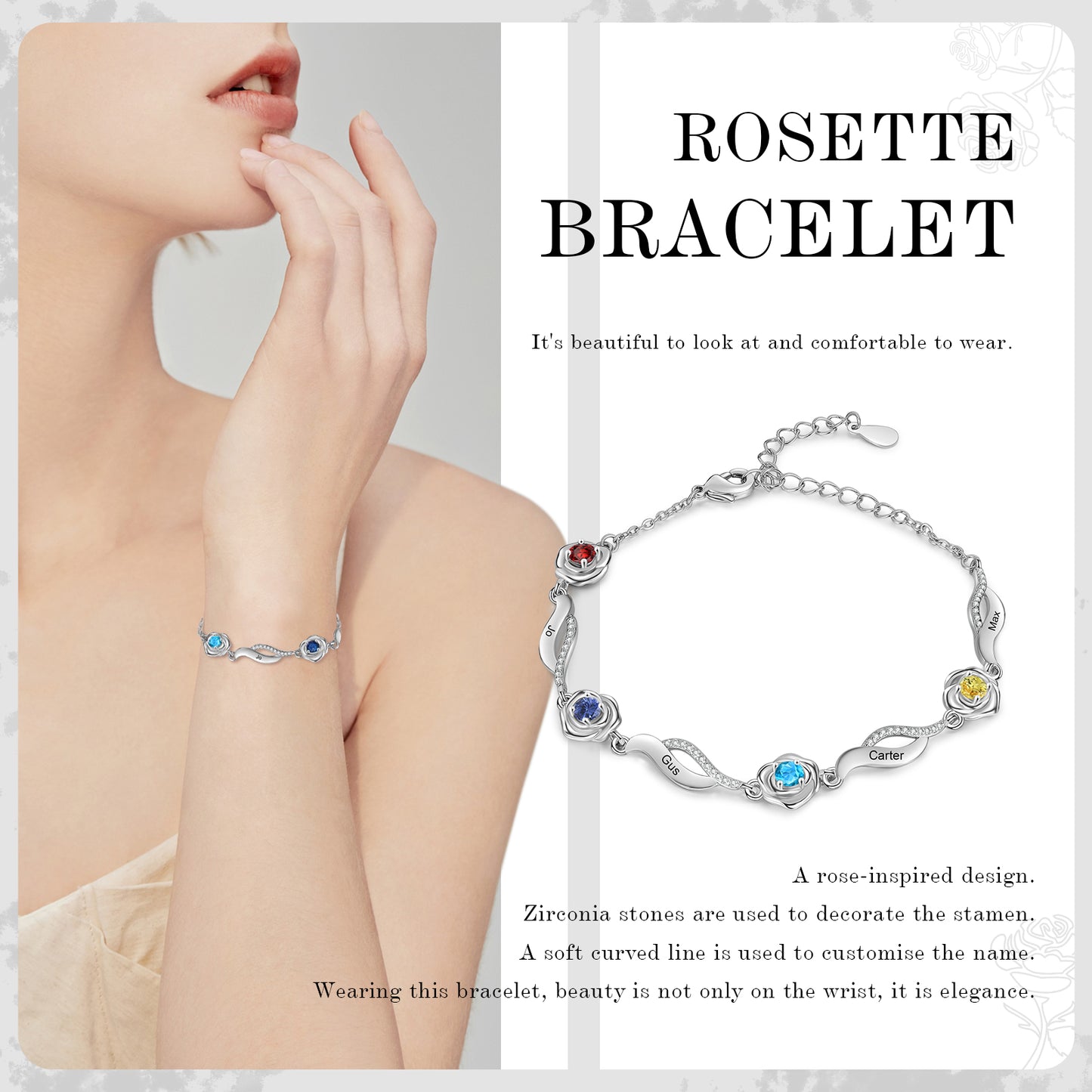 Enchanted Rose Birthstone Bracelet