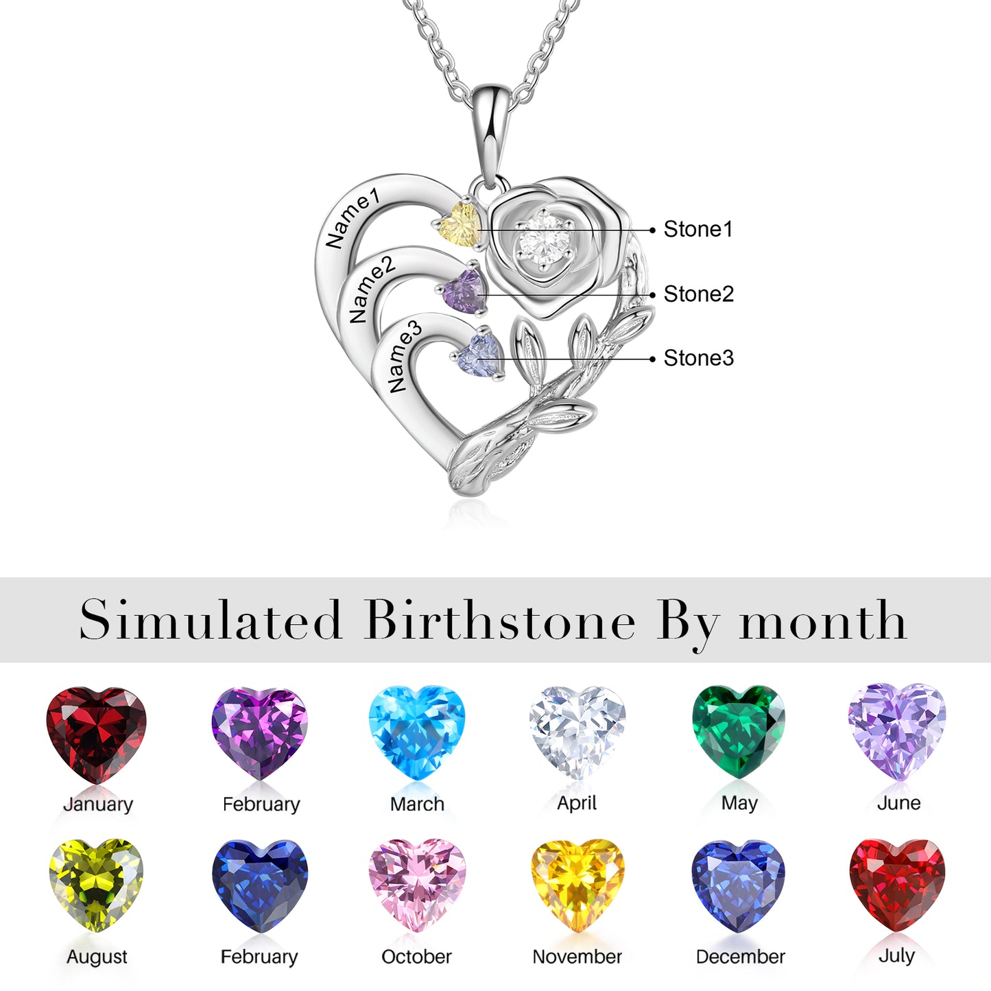 Blooming Heart Birthstone Necklace