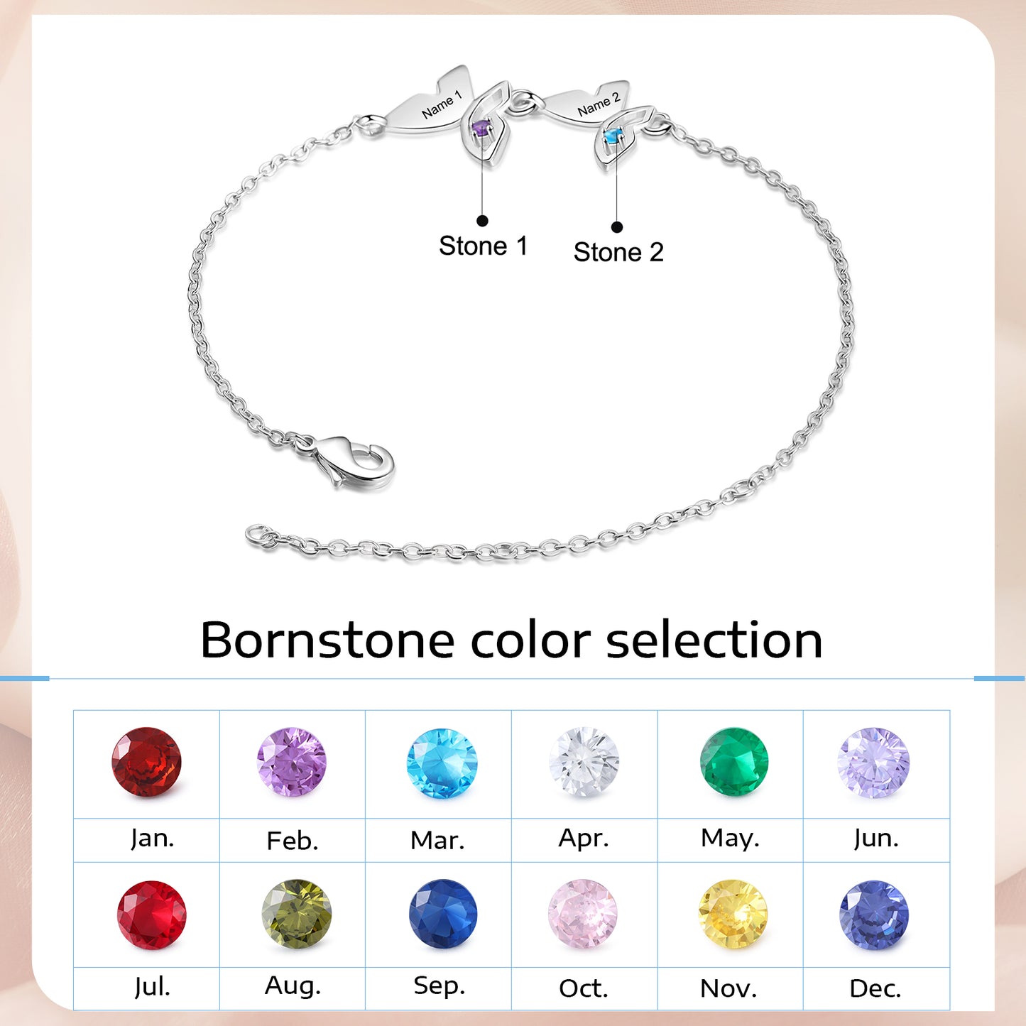 Butterfly Birthstone Bracelet