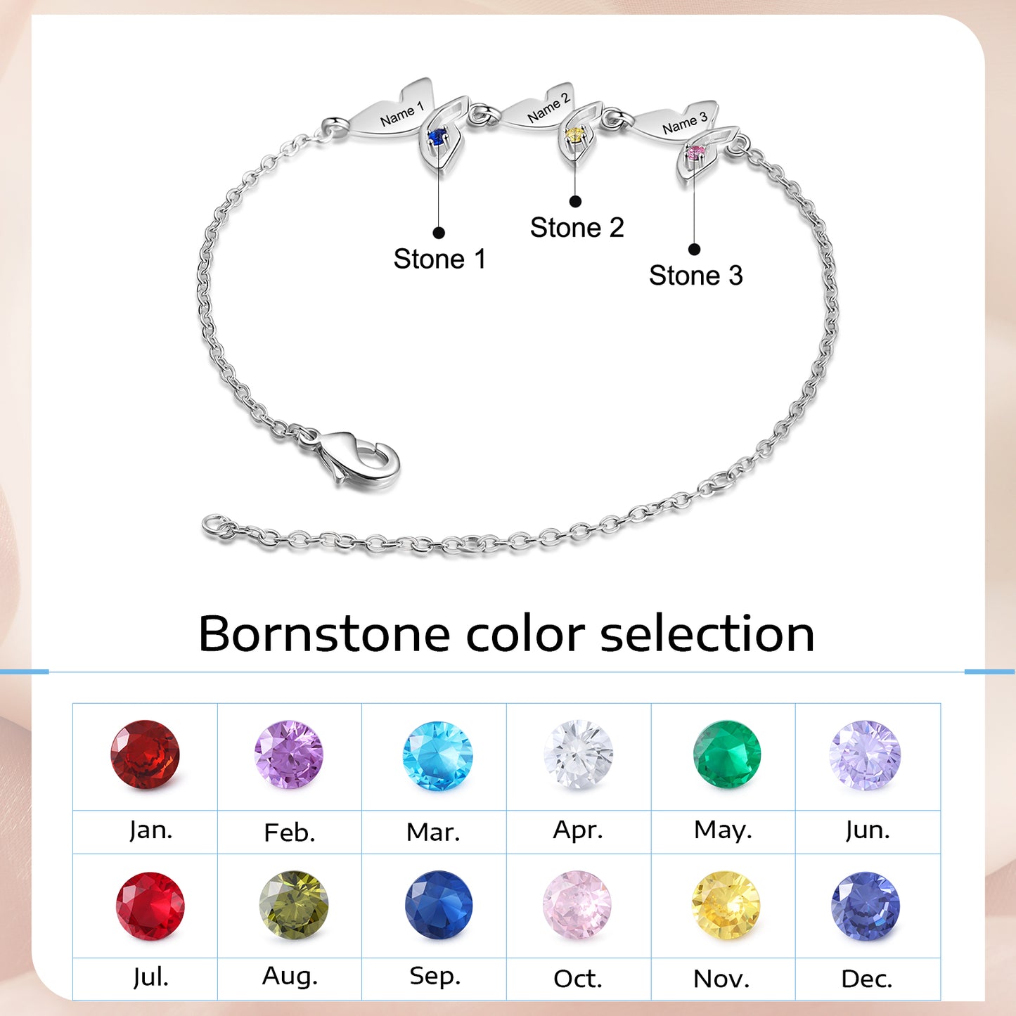 Butterfly Birthstone Bracelet