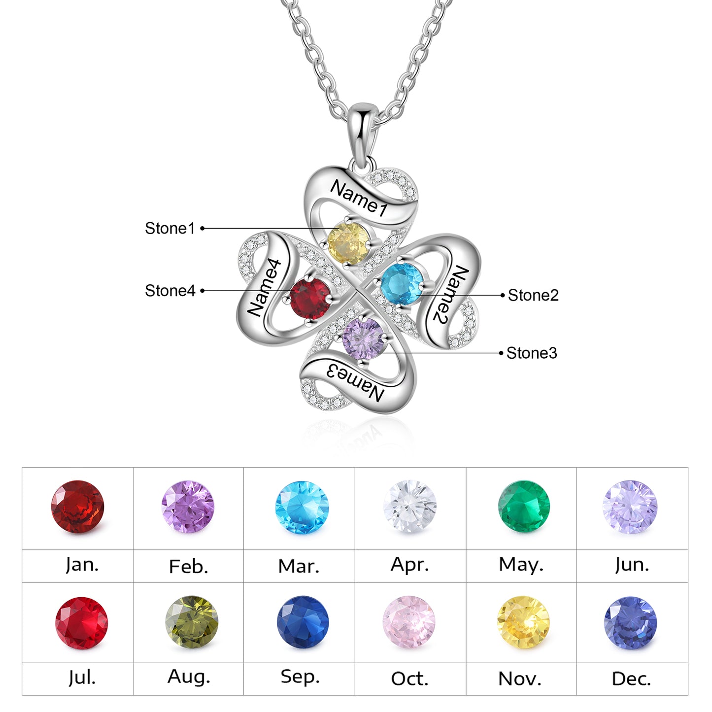 Sweetheart Flower Birthstone Necklace