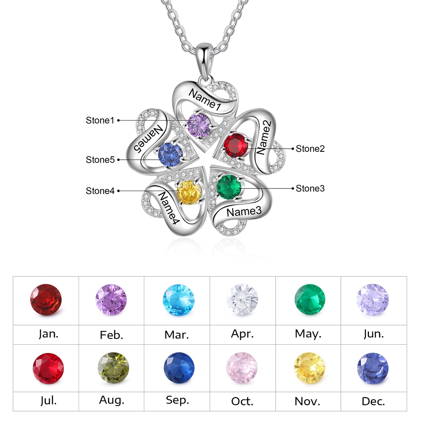 Sweetheart Flower Birthstone Necklace