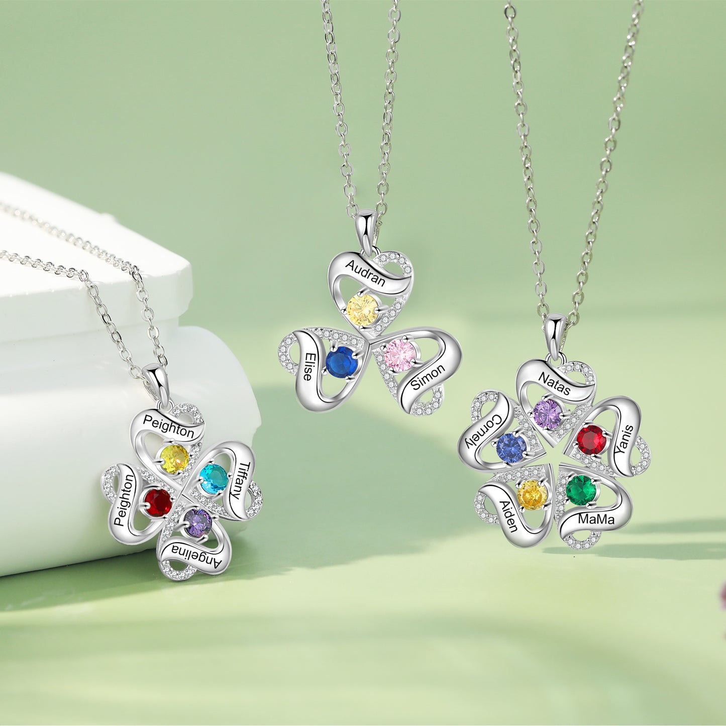 Sweetheart Flower Birthstone Necklace