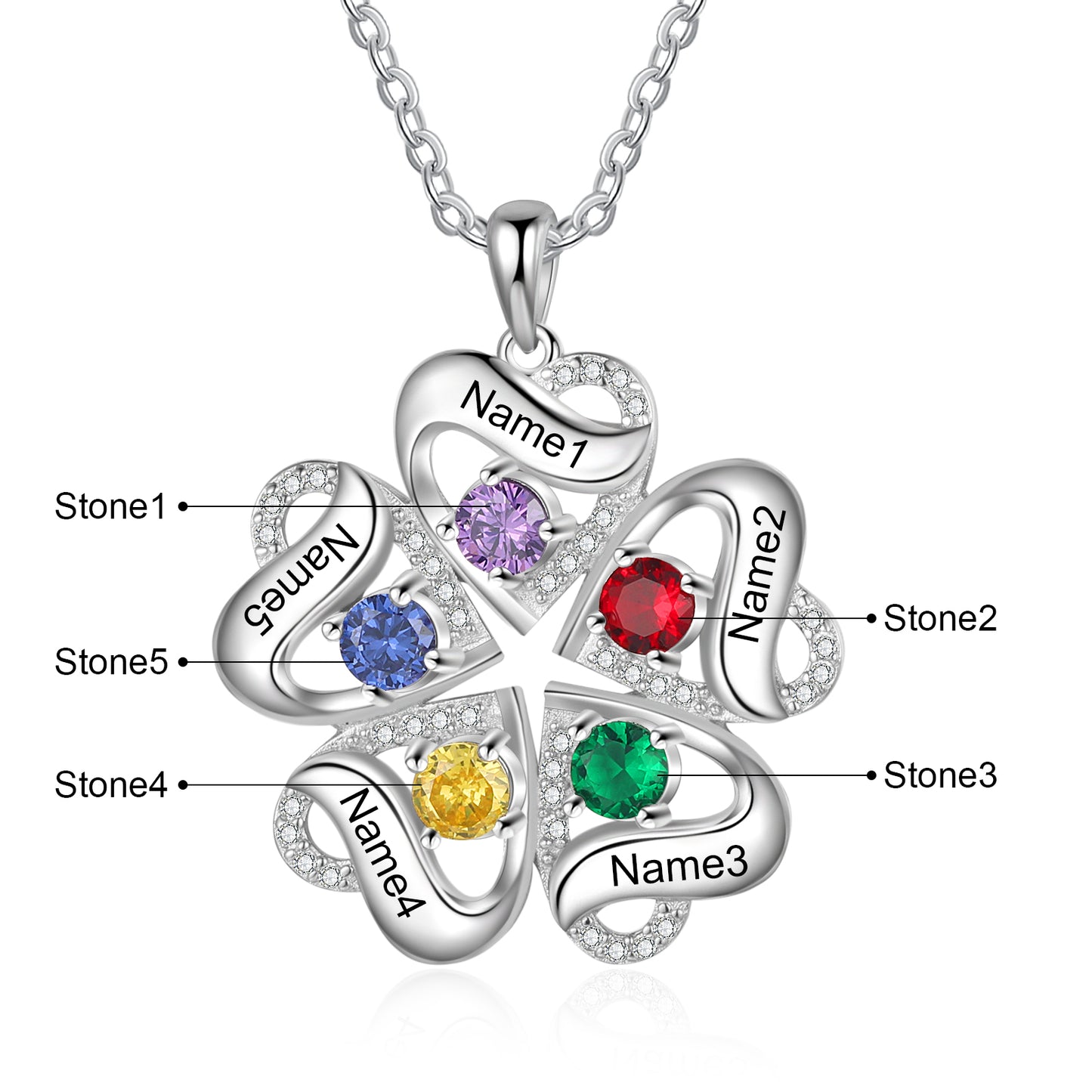 Sweetheart Flower Birthstone Necklace