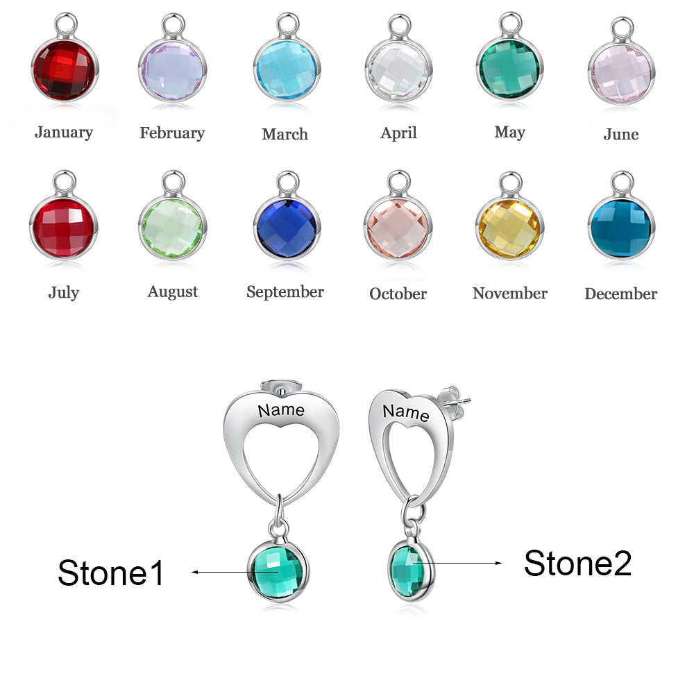Heart of Birthstone Dangle Earrings