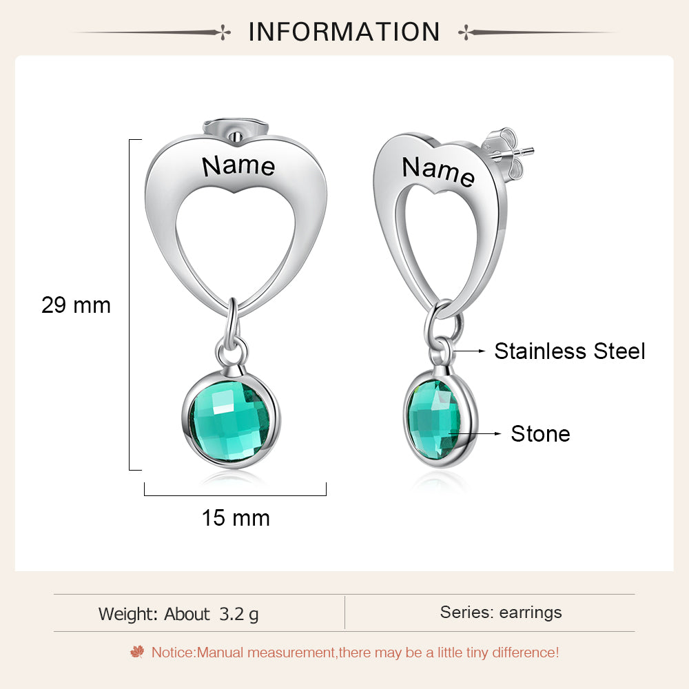 Heart of Birthstone Dangle Earrings