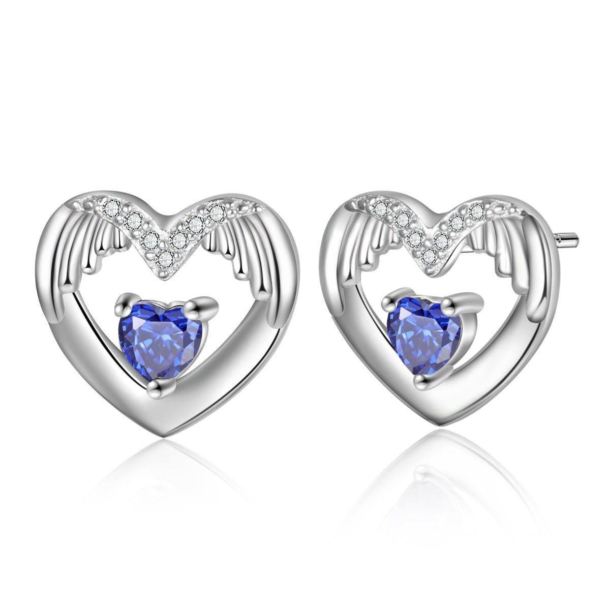 Angel Heart Birthstone Earrings